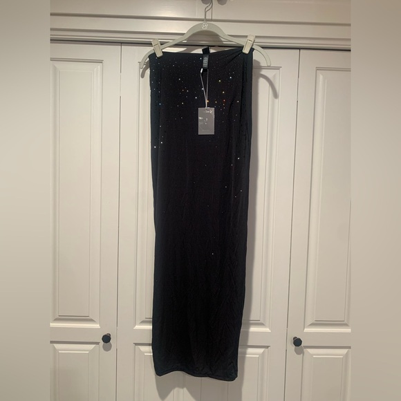 NWT Swarovski × Skims Jelly Sheer Tube Maxi Skirt Onyx/Black Size Medium - Picture 5 of 16